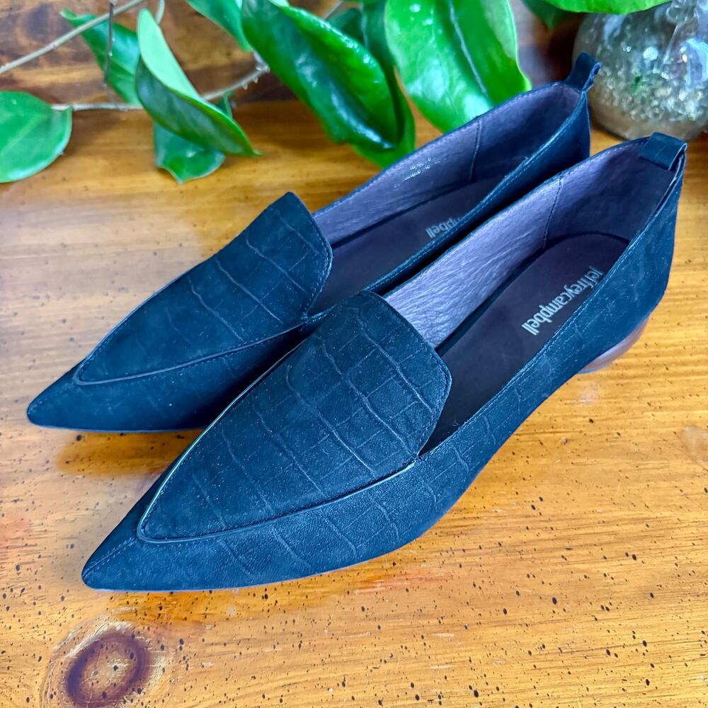Jeffrey Campbell Black Pointed Toe Loafers Block Heel Shoes Women’s 10 - Picture 1 of 8